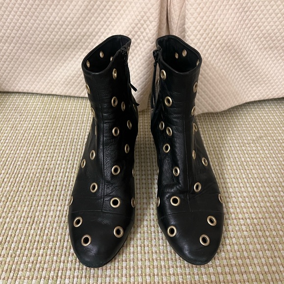 Isabel Marant Black Ankle Boots with Gold Accents - Picture 2 of 9